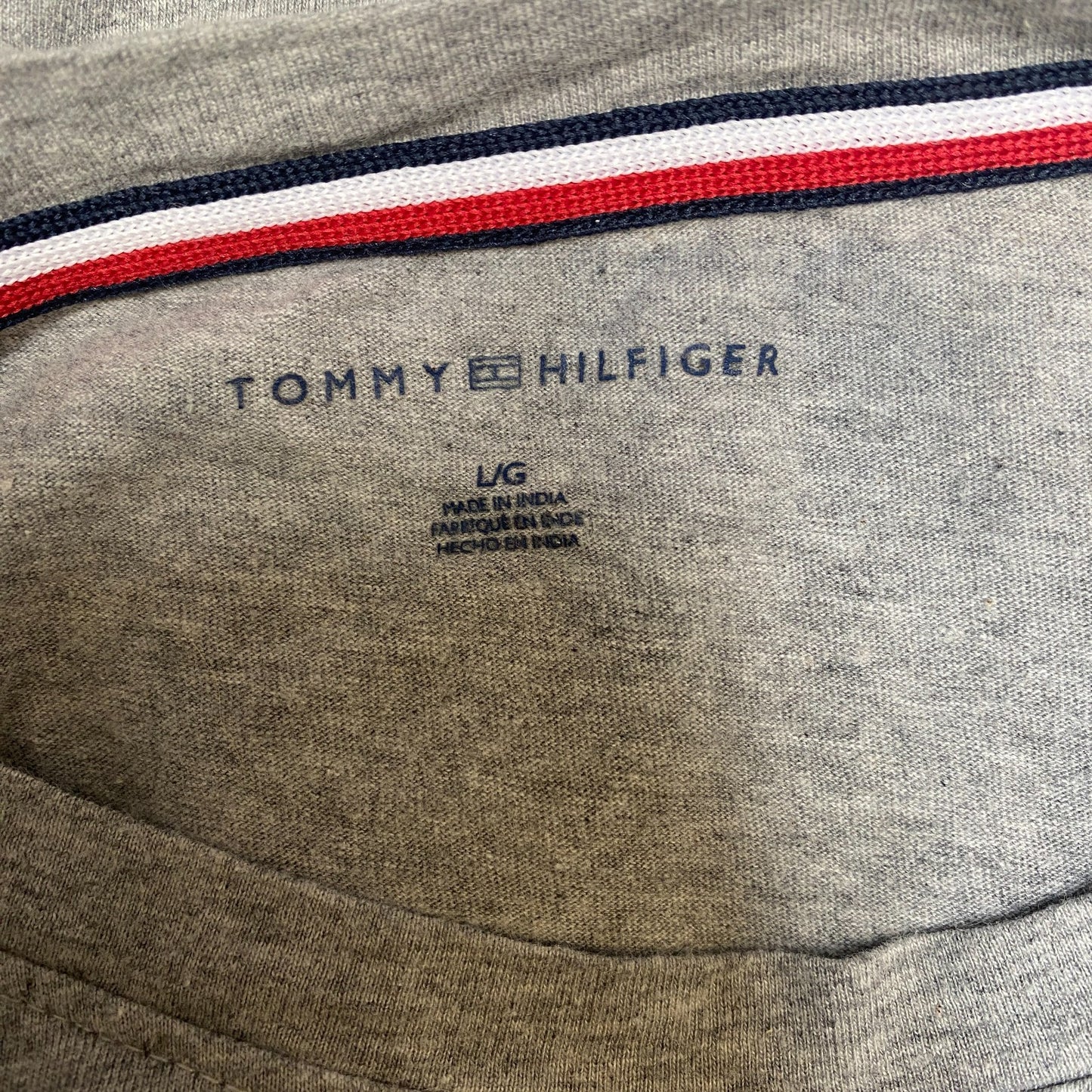Tommy Hilfiger T-Shirt Womens Large Grey Heather Oversized Round Neck Pullover