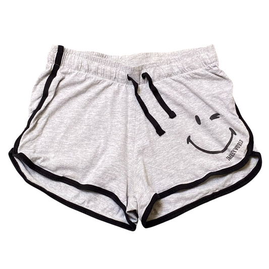 Smiley World Sprinter Running Shorts Womens 26W Grey Elastic Waist Athletic Fit