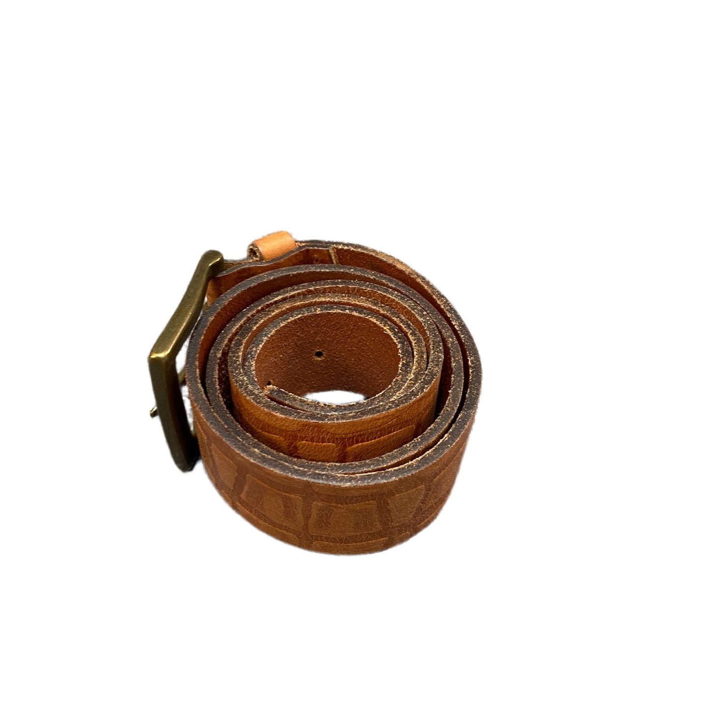 Pieces Waist Belt Mens Brown Leather Adjustable Brass Square Buckle 37.5 Inches