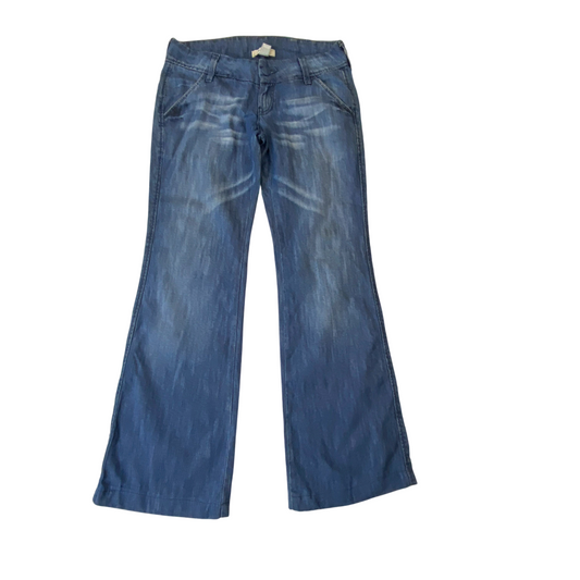 MNG Jeans Womens Large W30 L29 Blue Denim Wide Leg Faded Light Wash Outdoor