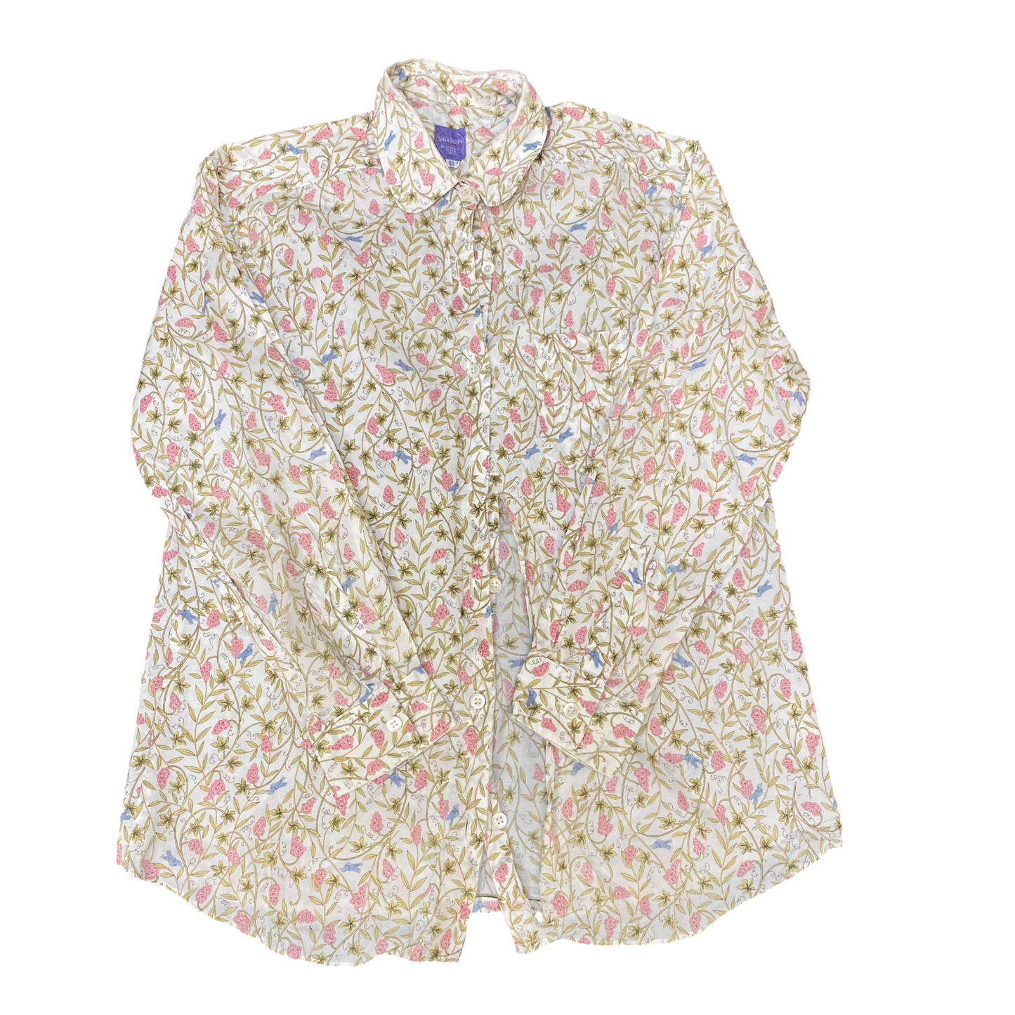 Saga Scott Shirt Top Womens M Multi Floral Collared Long Sleeve Button Down