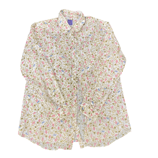 Saga Scott Shirt Top Womens M Multi Floral Collared Long Sleeve Button Down