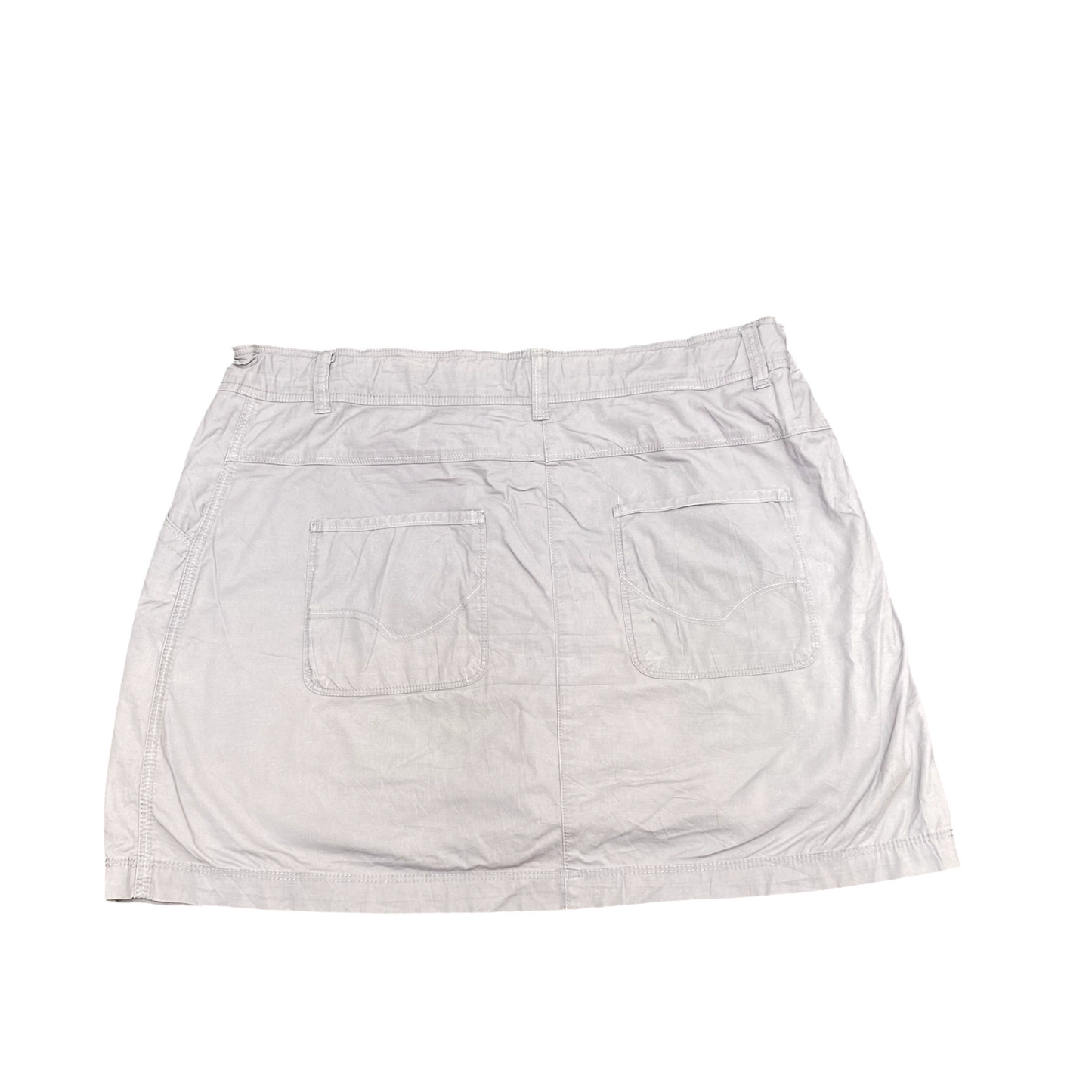 Espirit Mini Skirt Womens XXL Grey Solid Flat Front Slash Pocket School Preppy