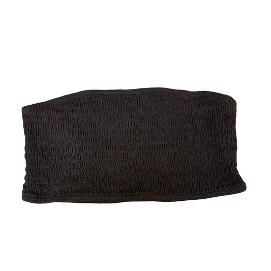 No Boundaries Bandeau Top Womens S Black Smocked Lightweight Strapless Outdoor