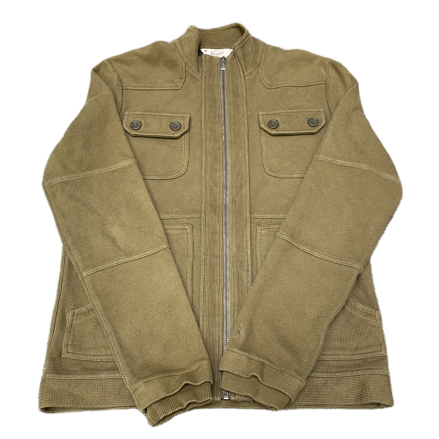 Penguin Utility Field Jacket Mens M Green Detailed Pockets Long Sleeve Full Zip