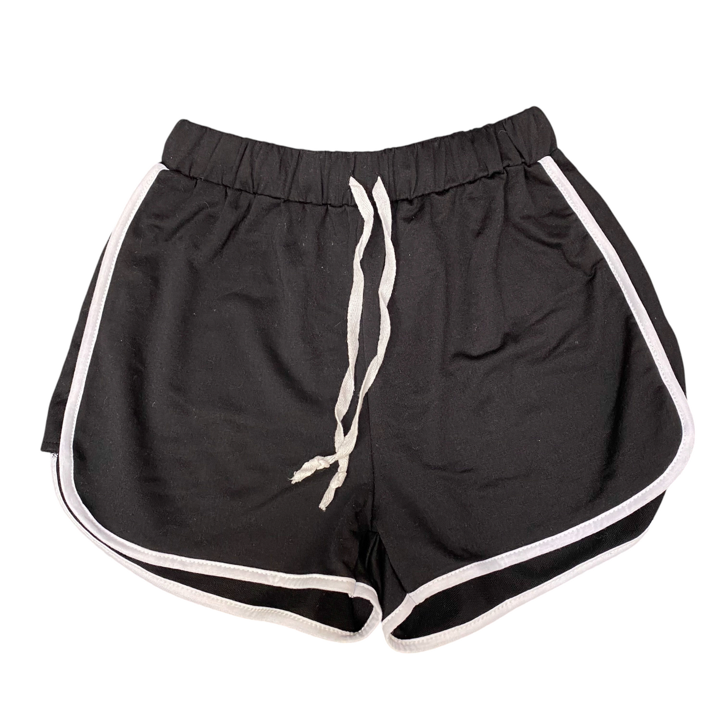 Running Sprinter Shorts Womens Small Black Athletic Drawstring Waist Dolphin Hem