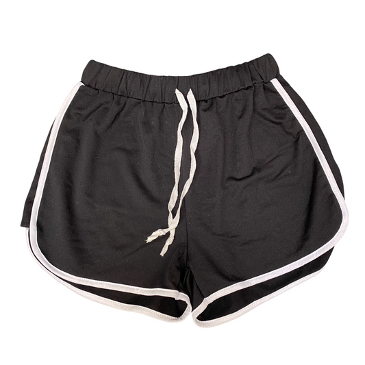Running Sprinter Shorts Womens Small Black Athletic Drawstring Waist Dolphin Hem