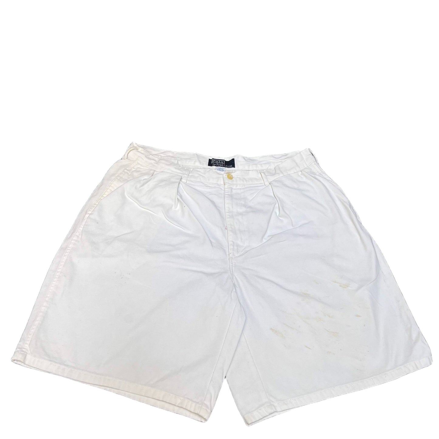 Vtg Polo Ralph Lauren Chino Shorts Fits as Mens Large 34" Waist White Pleated