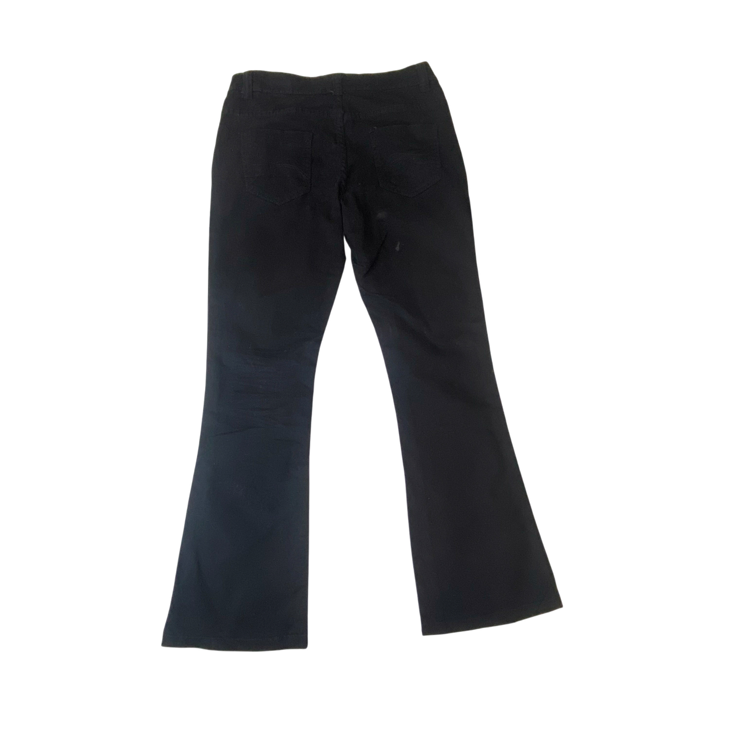 Flame Jeans Womens Large W30 L29 Black Denim Wide Leg Comfort Flat Front Pockets
