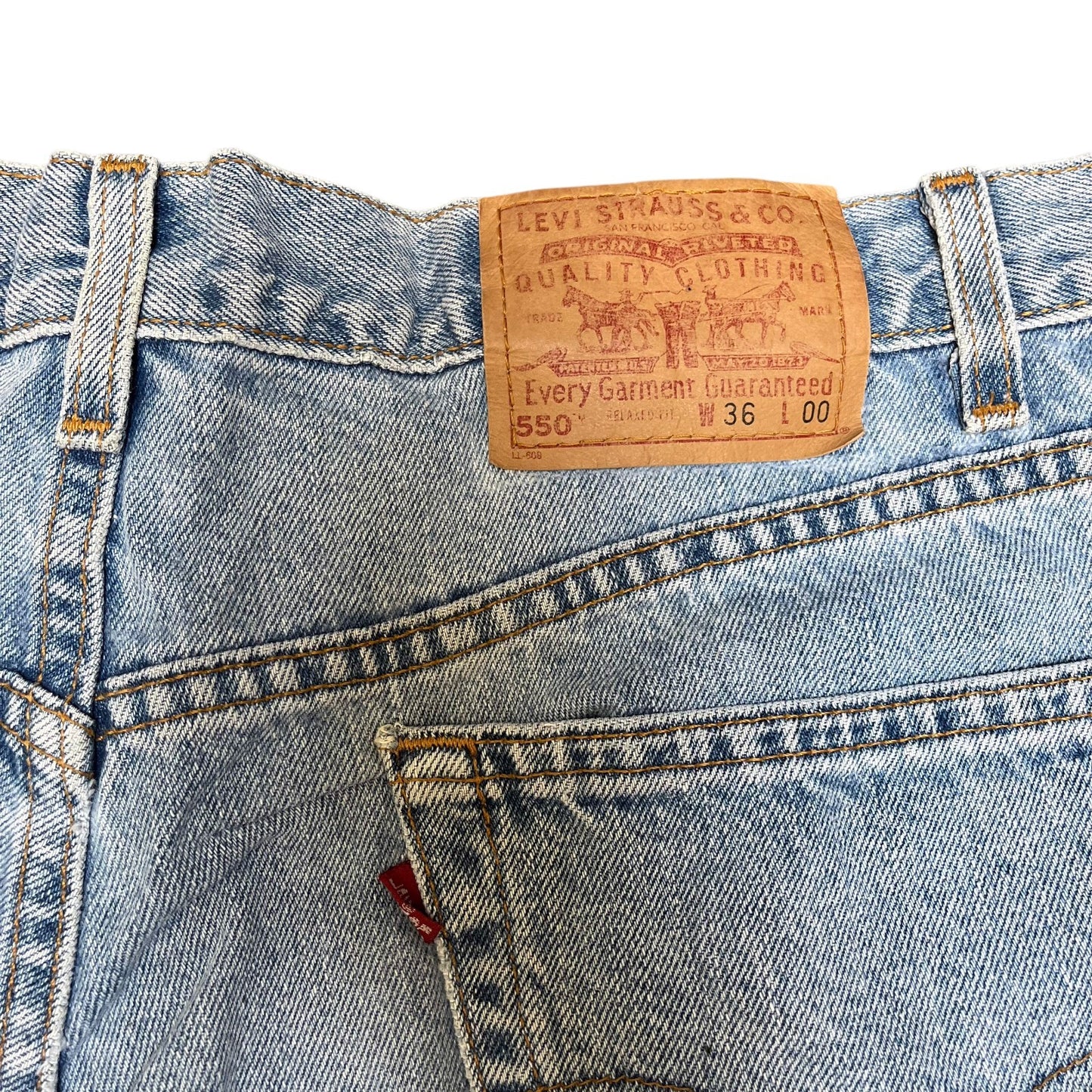 Vtg Levi's 550 Denim Shorts Fits as Men XL 35" Waist Blue Light Wash Relaxed Fit