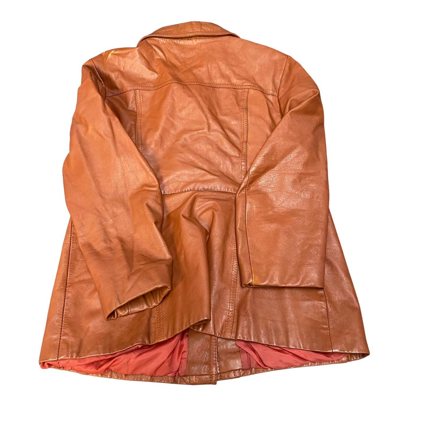 British Knights Leather Jacket Womens Medium Brown Lined Collared Button Front