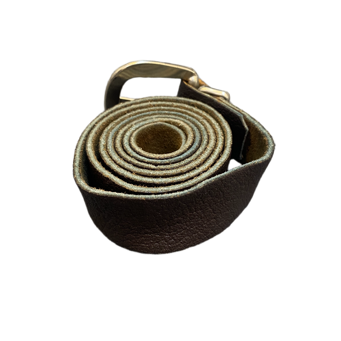 Waist Belt Men Brown Leather Adjustable Silver D-Shape Pin Buckle 33.5 inches