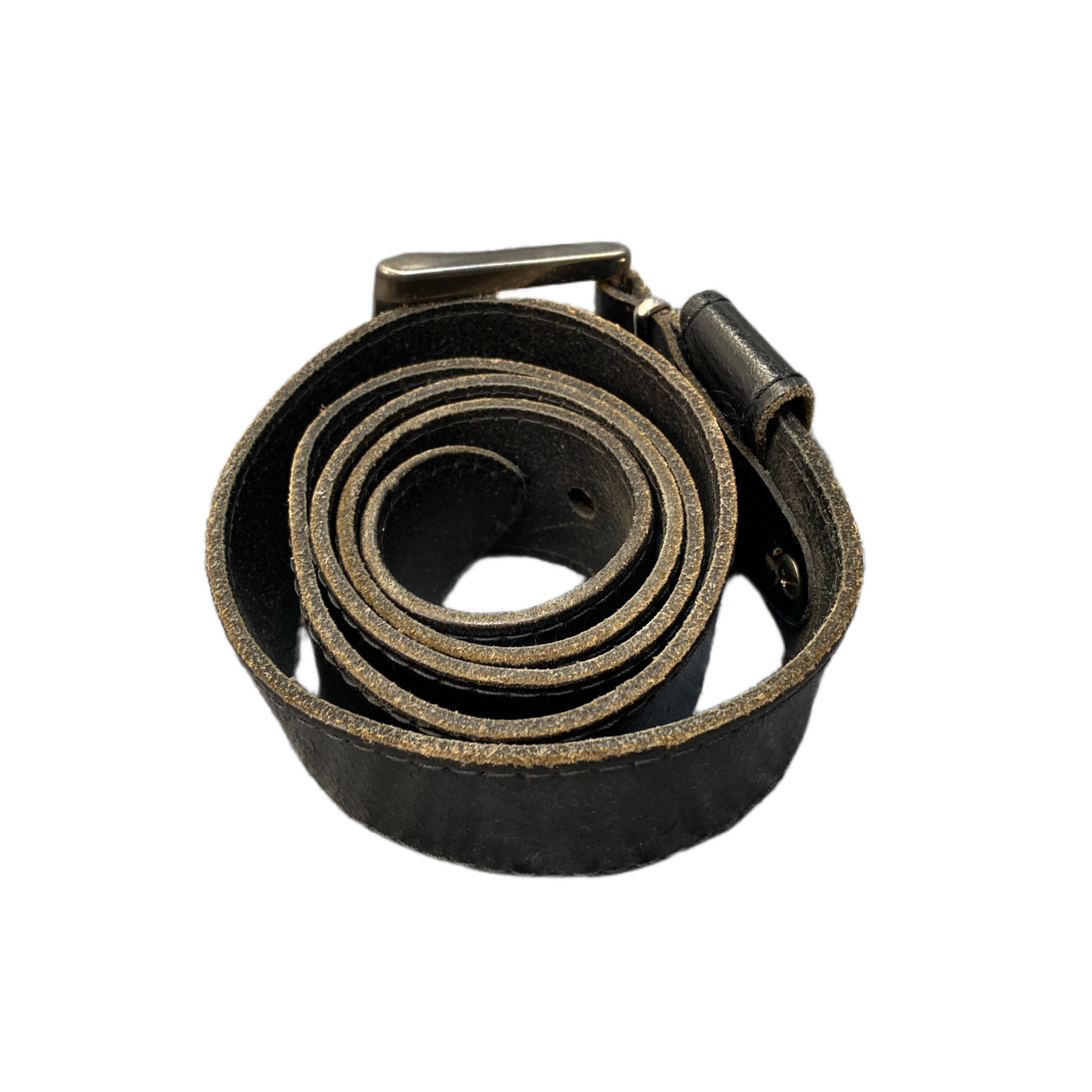 Waist Belt Mens Black Leather Adjustable Classic Silver Pin Buckle 38.5 Inches