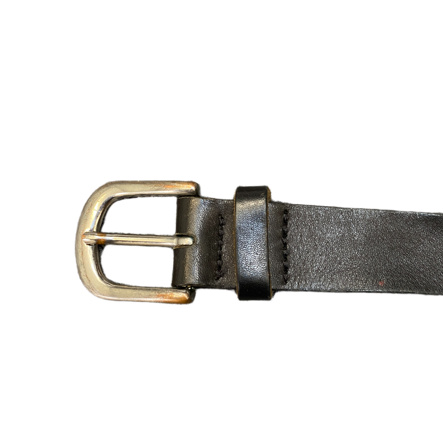 H&M Waist Belt Mens Black Leather Adjustable Silver Pin Buckle 40 inches