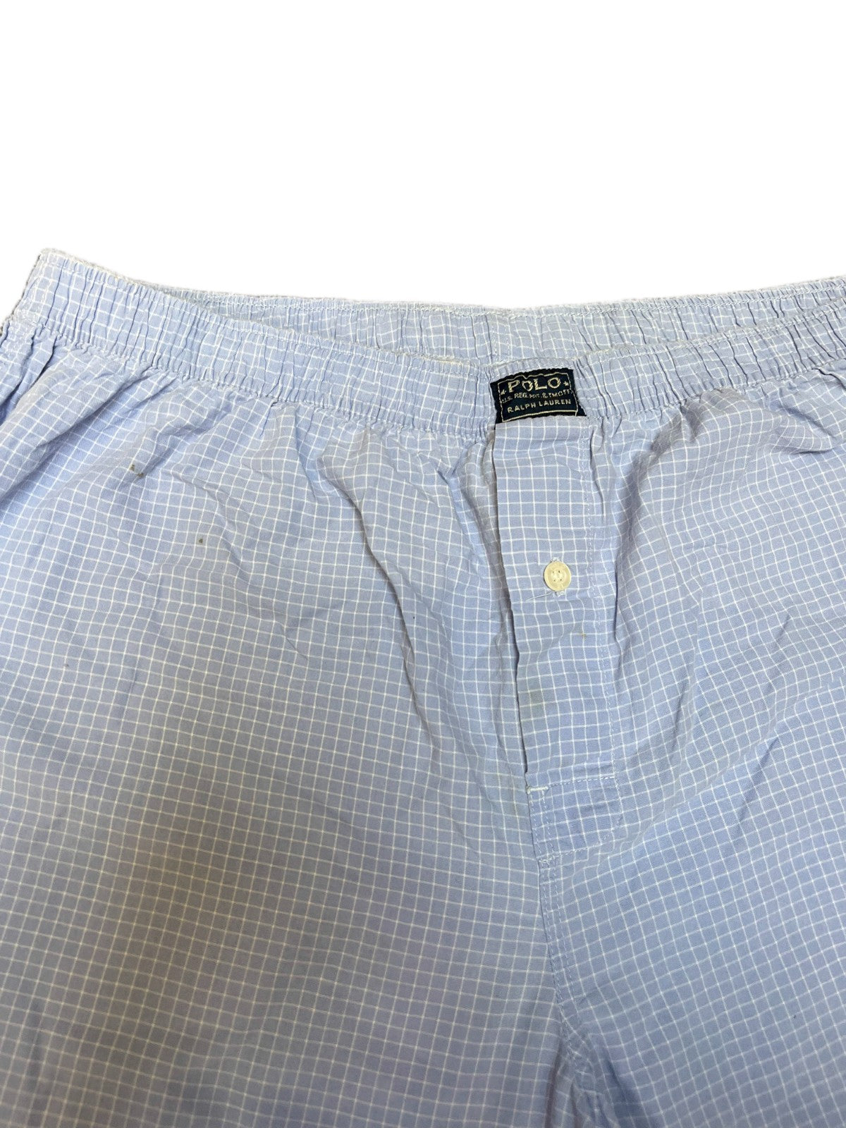 Polo Ralph Lauren Boxer Shorts Fits as Mens M 31" Waist Blue Check Elastic Waist
