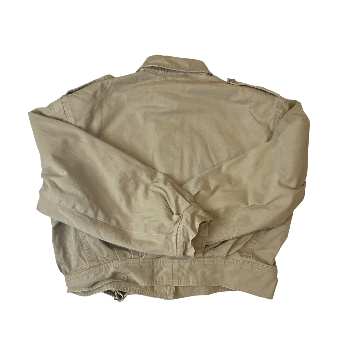 Banana Republic Cropped Jacket Womens L Beige Flap Pocket Collared Button Front