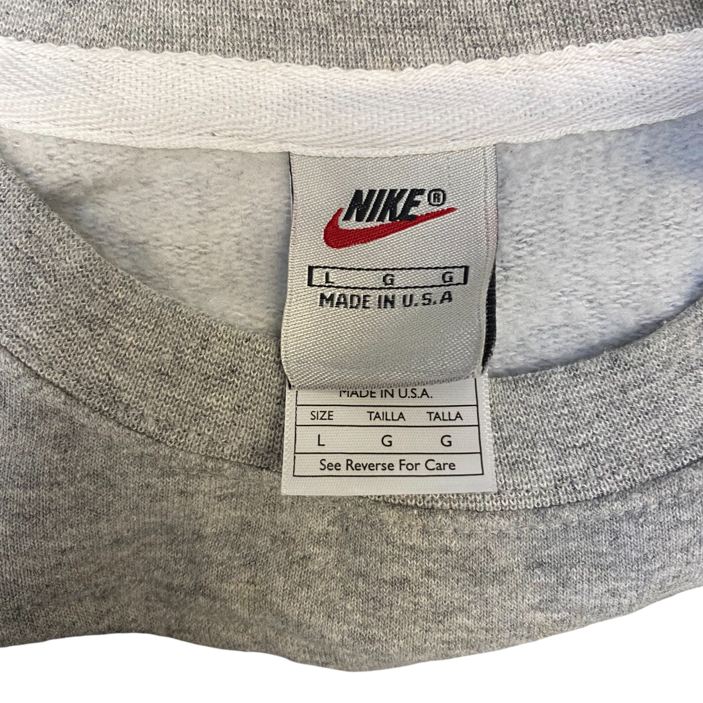 Nike Reworked Sweatshirt Mens Large Black Grey Embroidered Spellout Logo Vtg Y2K