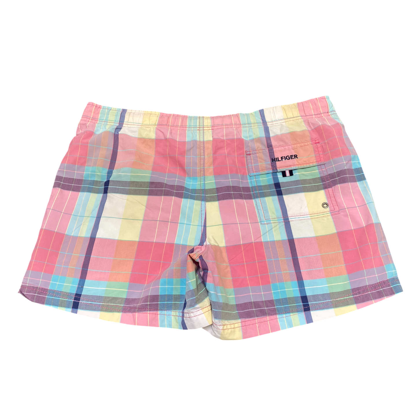 Tommy Hilfiger Swim Shorts Mens M Multicoloured Madras Check Stretch Drawstring