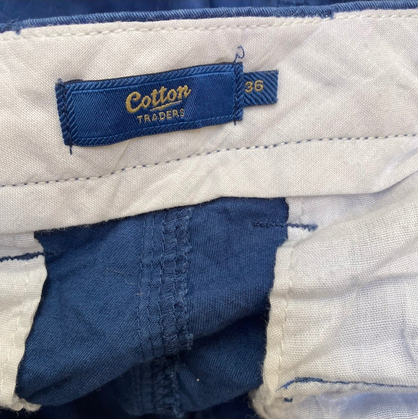 Cargo Trousers Mens XL Blue Pockets Straight Leg Flat Front Workwear Outdoor