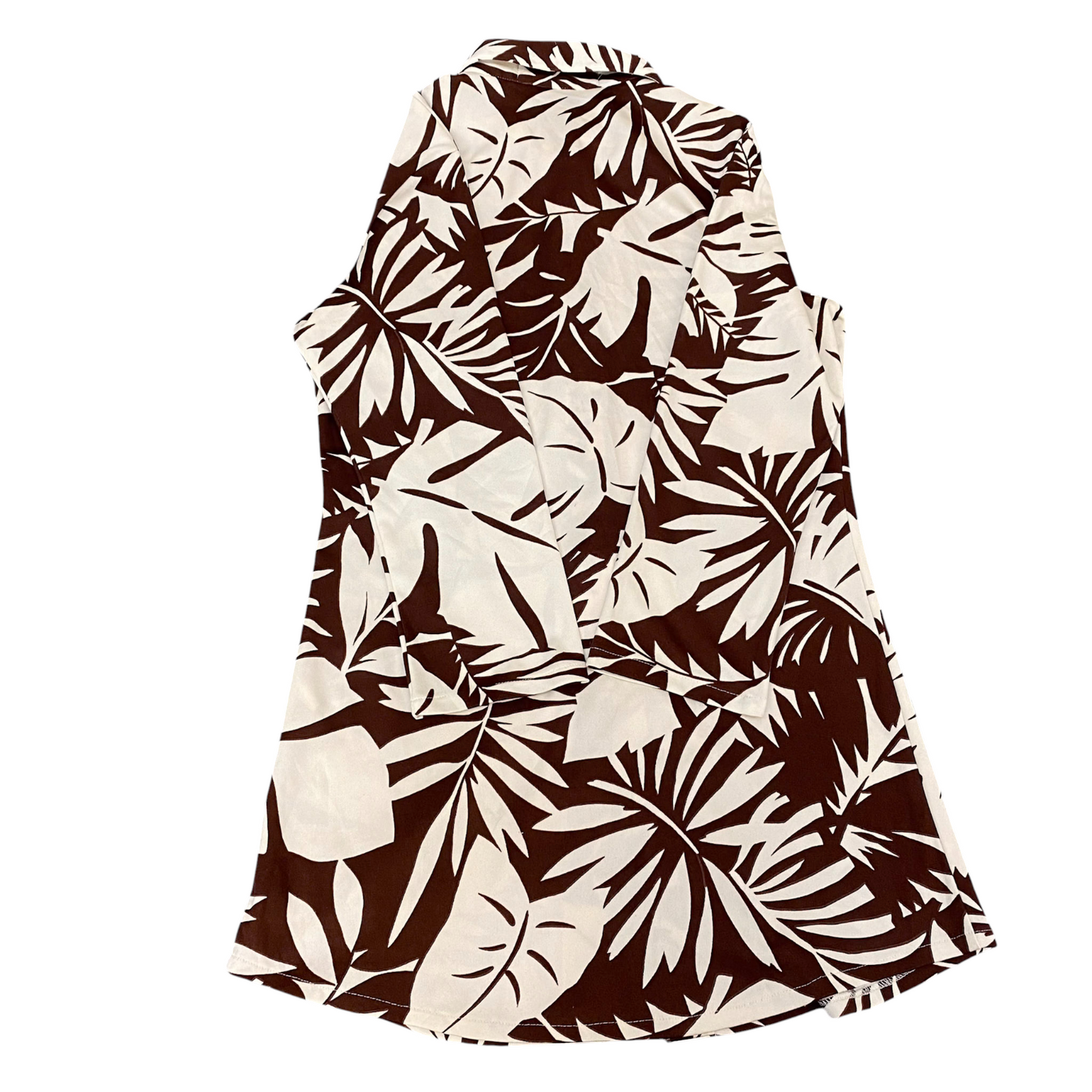 Ronettes Shirt Top Womens S Brown White Floral Long Sleeve Collared Button Down