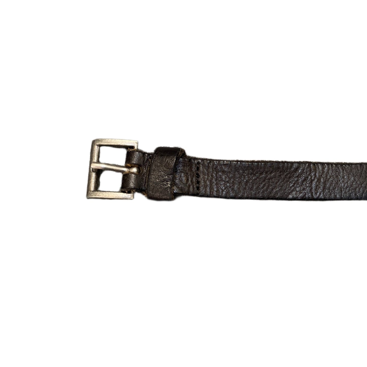 Vintage Waist Belt Mens Black Leather Adjustable Silver Pin Buckle 51.5 Inches