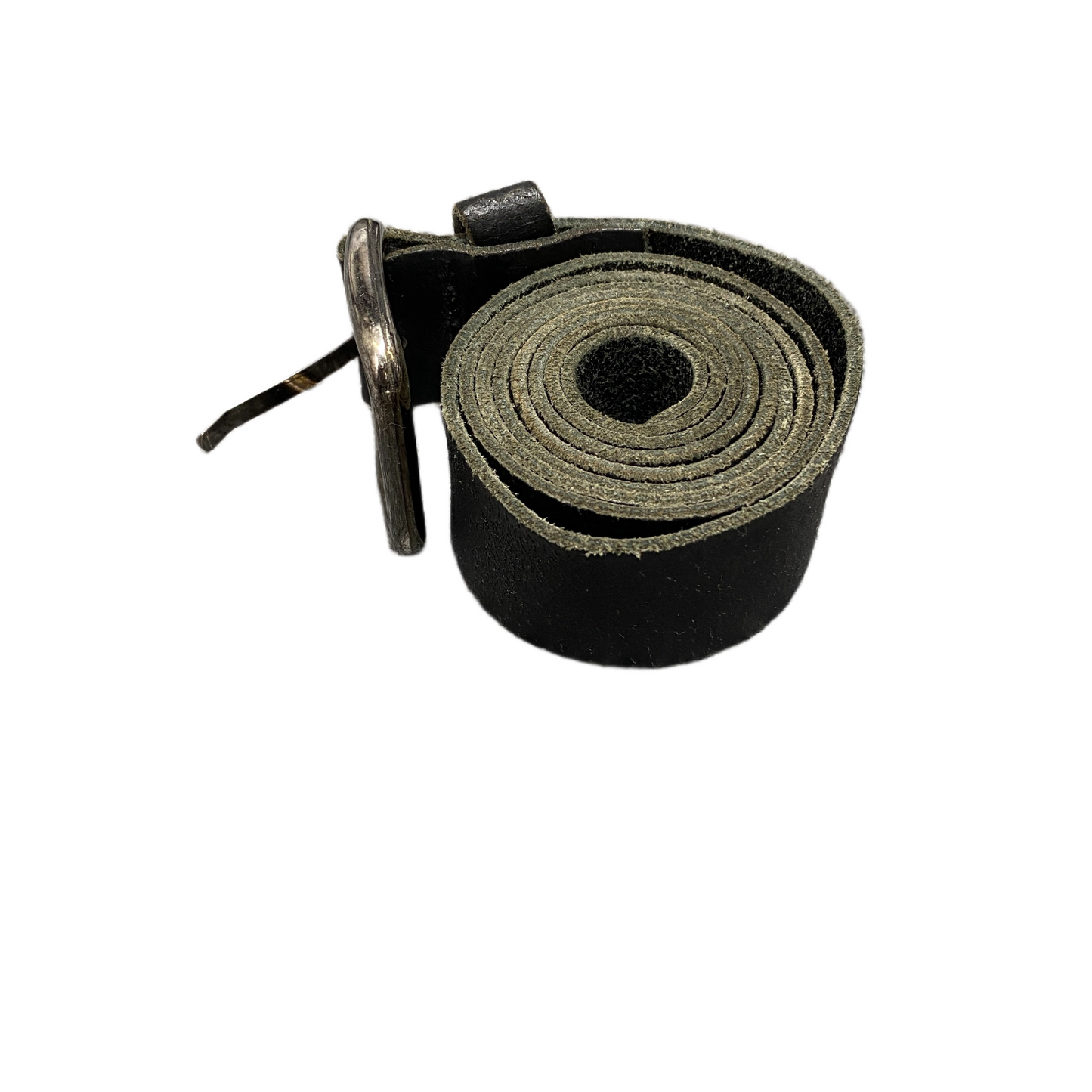 Zign Waist Belt Mens Black Leather Adjustable Silver Pin Buckle 43 inches