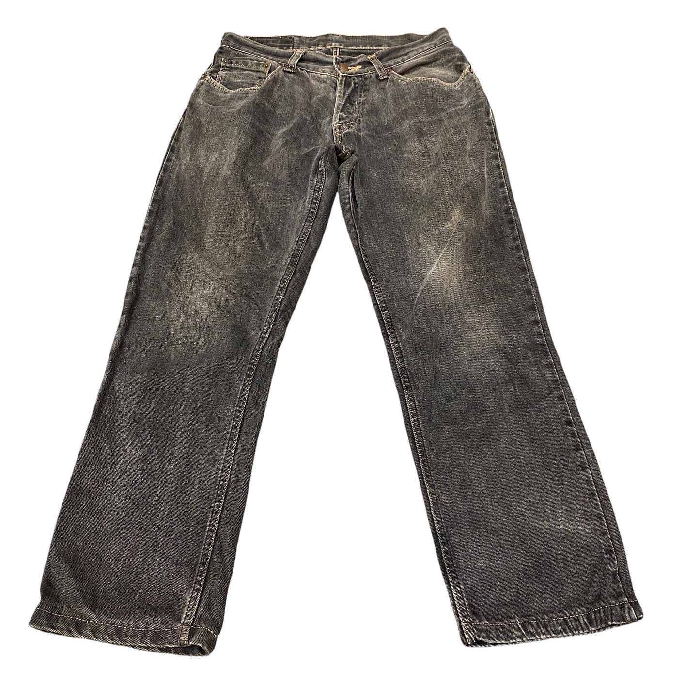 Levi's 501 Jeans Mens 27" Waist Black Faded Stretch High Waisted Straight Leg