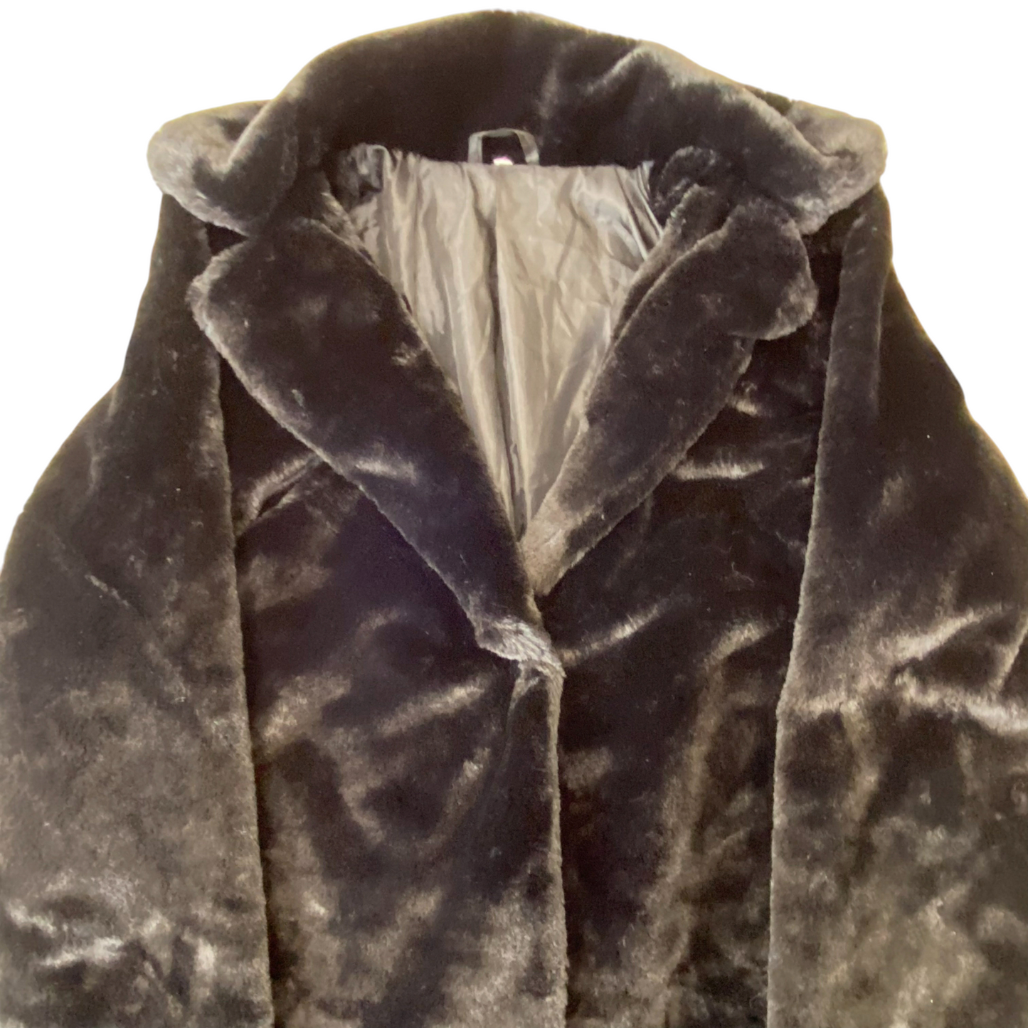 Womens Faux Fur Coat Medium Brown Soft Plush Long Sleeve Collared Button Front