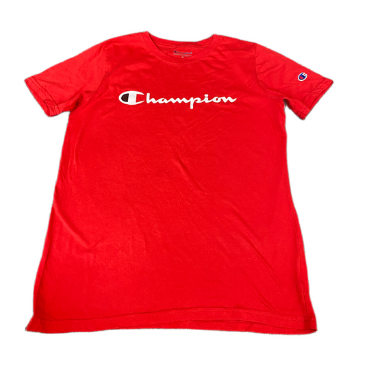 Champion T-Shirt Boys XS Red Graphic Logo Casual Short Sleeve Crew Neck Pullover