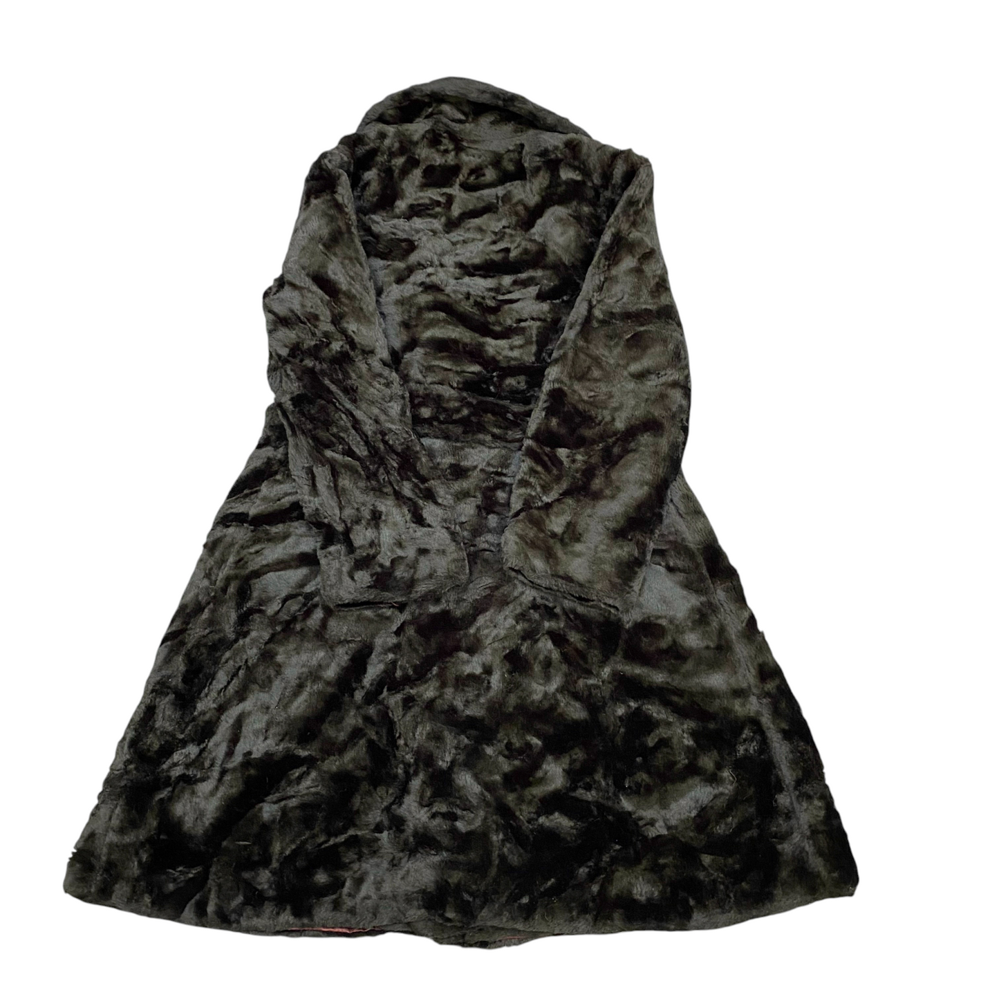 Womens Coat Medium Black Faux Fur Lined Double Breasted Long Sleeve Collared