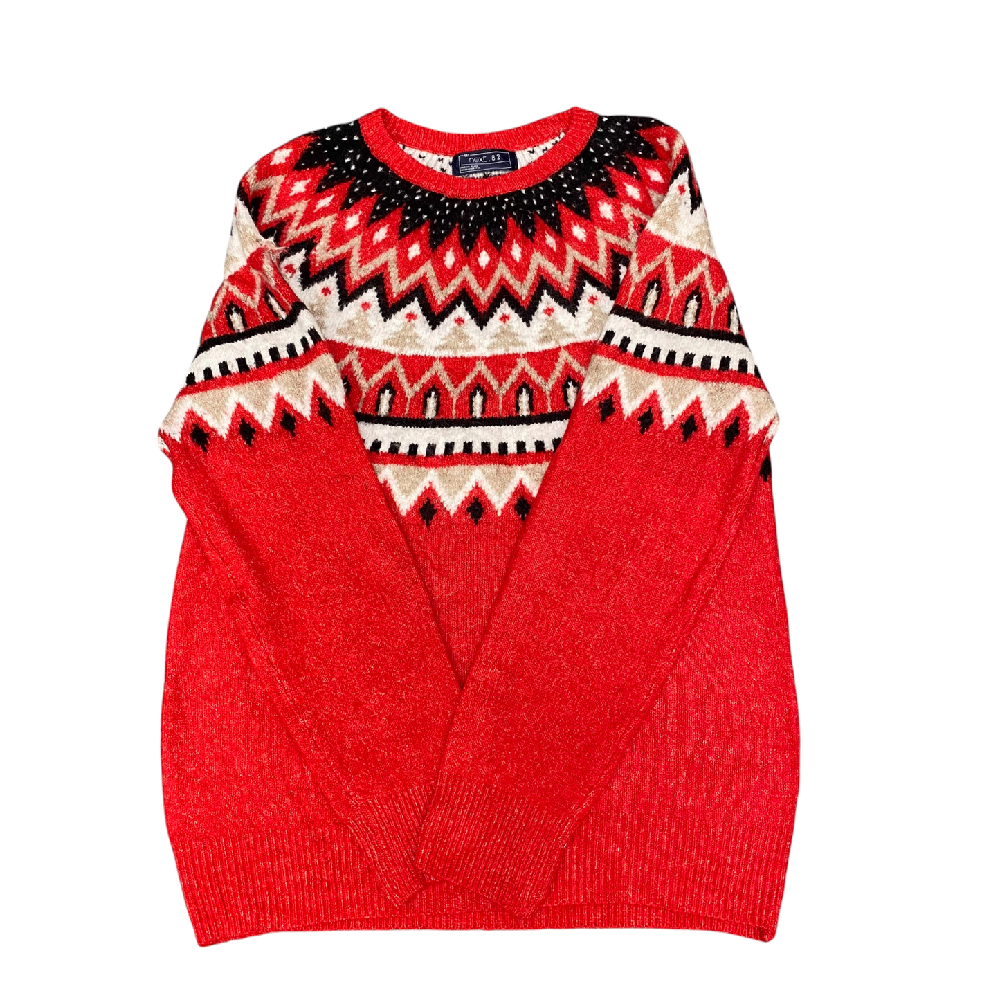 Next. 82 Jumper Womens Small Red Fair Isle Long Sleeve Wool Winter Holiday