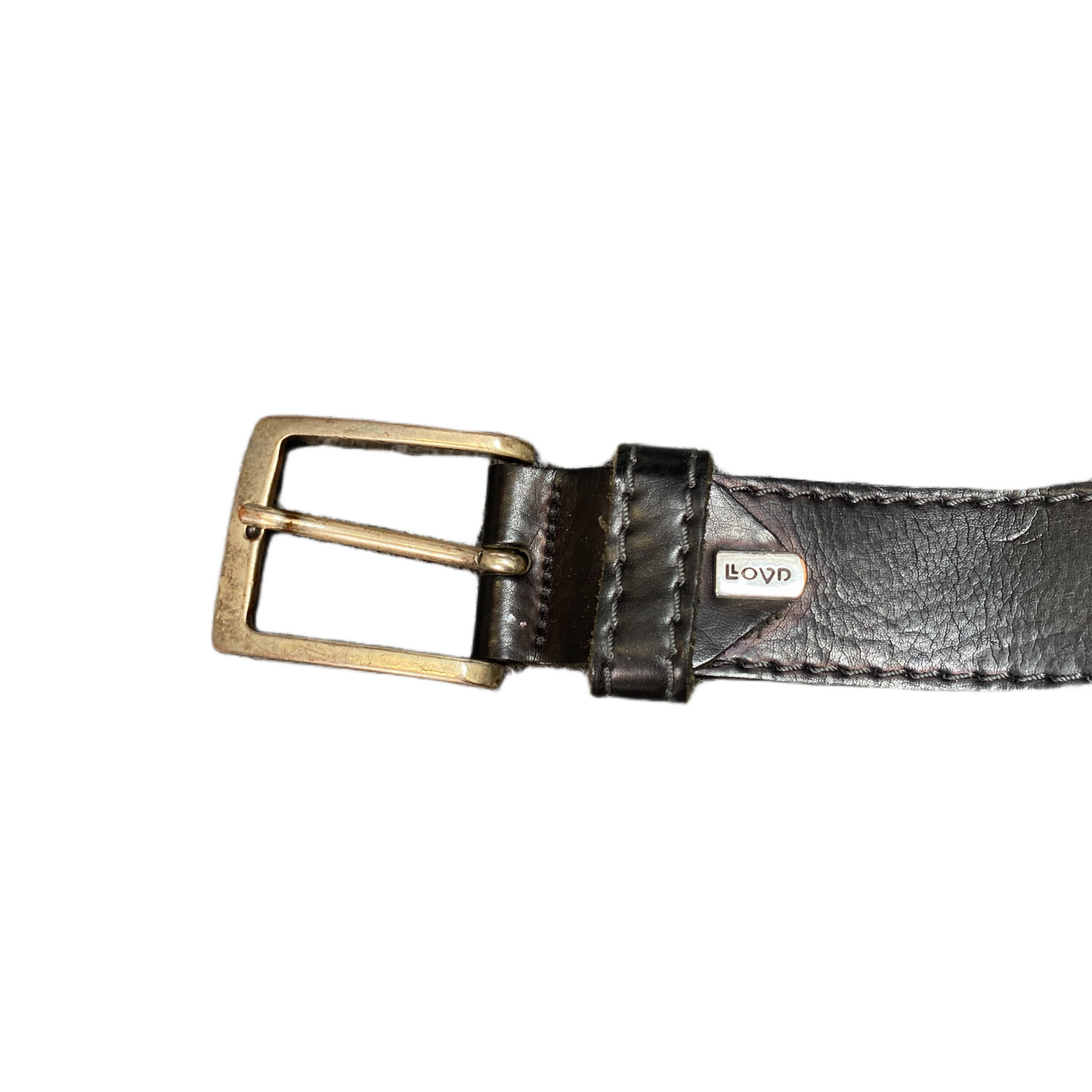 LLOYD Waist Belt Mens Black Leather Adjustable Brass Pin Buckle 43 inches