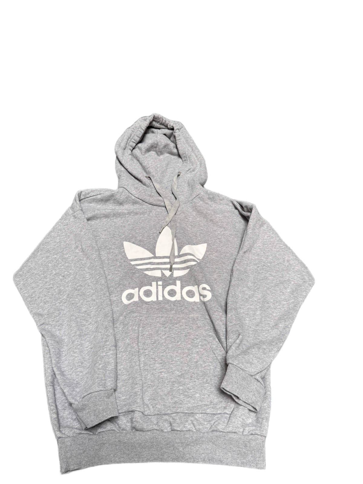 Adidas Pullover Hoodie Womens Small size 10 Grey White Graphic Logo Long Sleeve