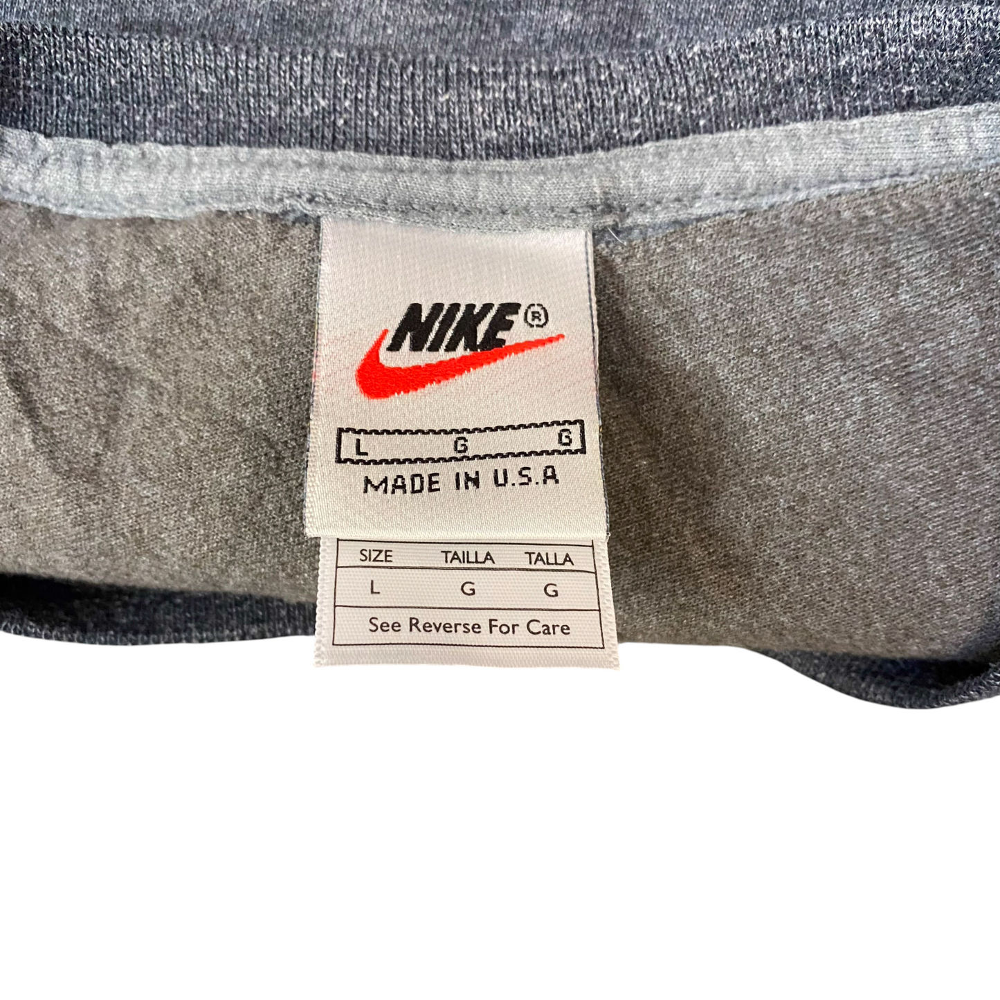 Nike Reworked Sweatshirt Men Large Orange Grey Embroidered Spellout Logo Vtg Y2K