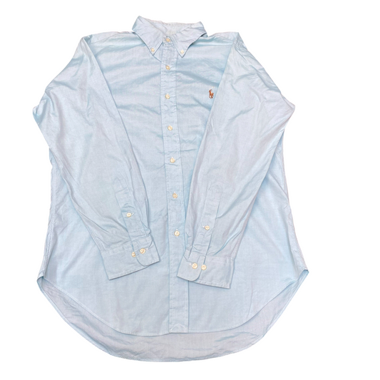 Ralph Lauren Formal Shirt Mens M Blue Classic Fit Long Sleeve Pony Button Down