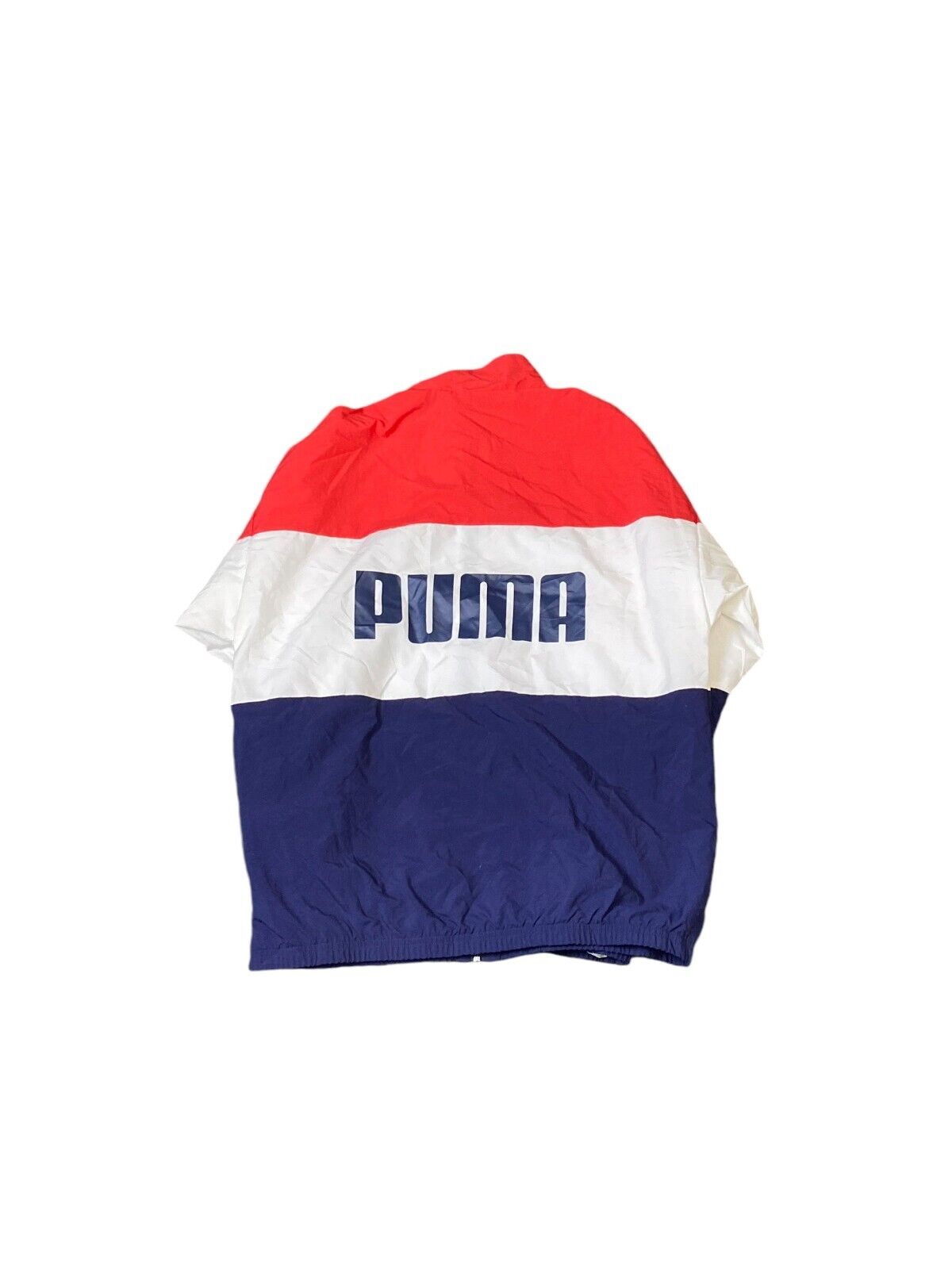 Puma Windbreaker Jacket Men's M Red White Blue Logo Long Sleeve Outdoor Full Zip