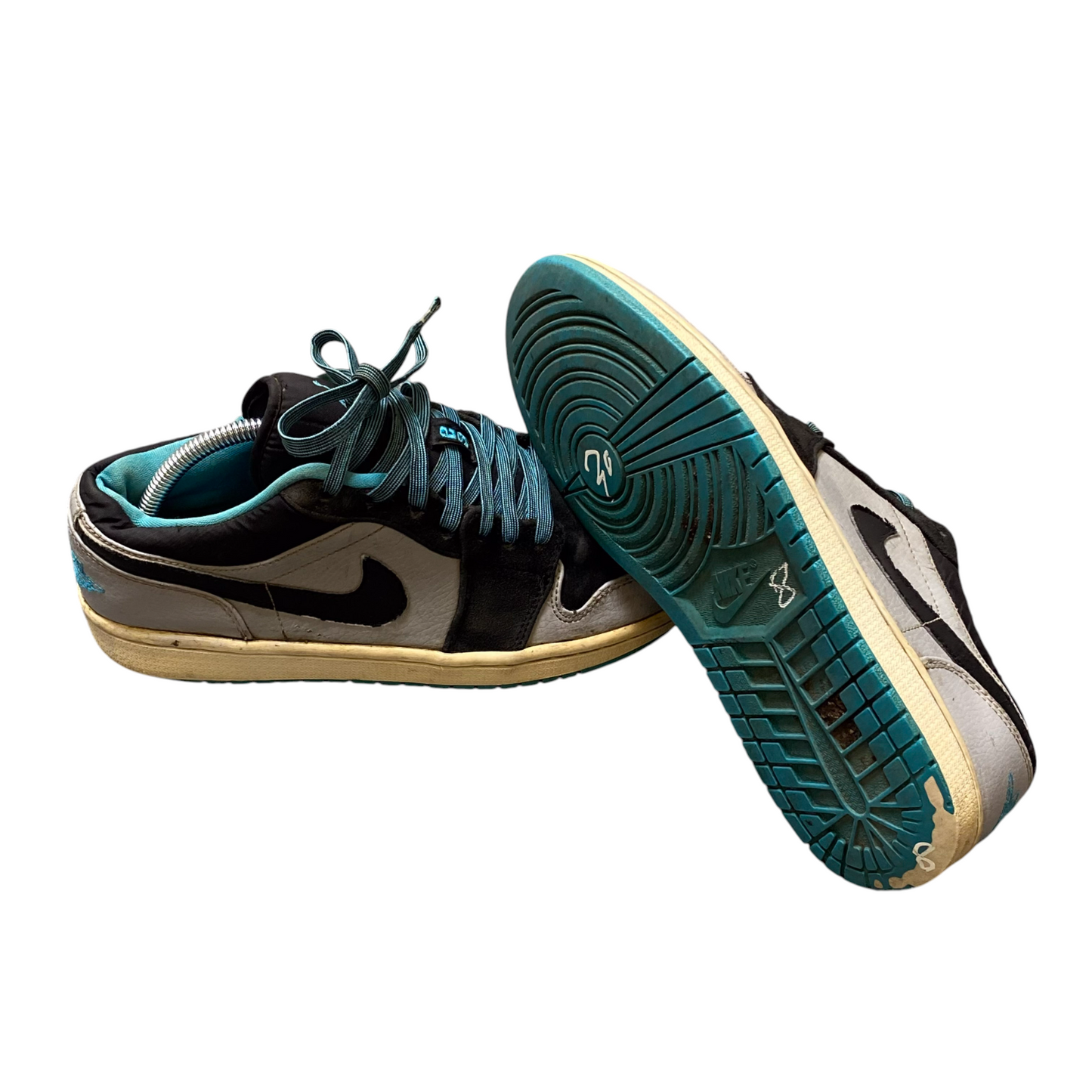 Nike Air Jordan 1 Low Trainers Sneakers Womens 8 Black White Athletic Lace Up