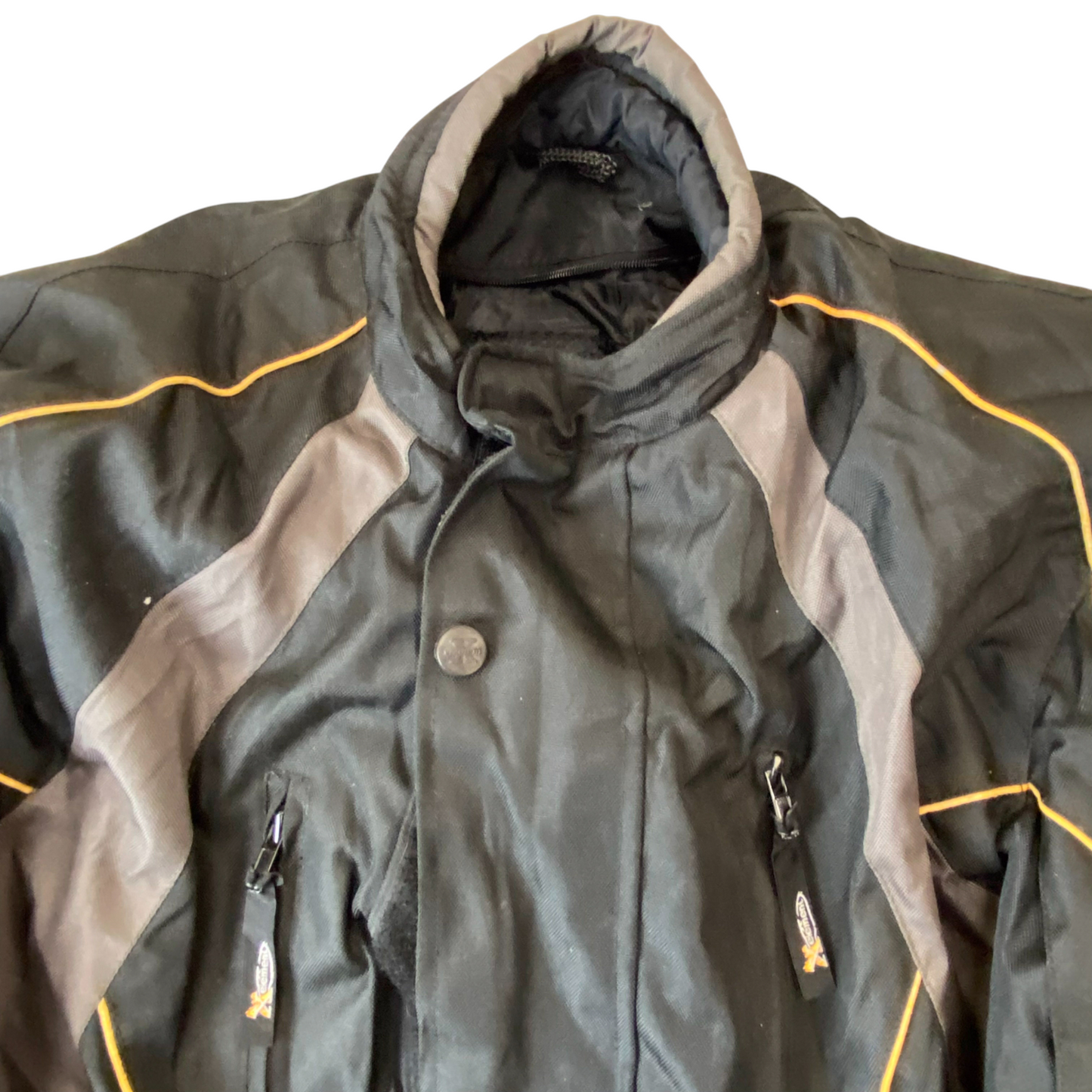 Xelement Motorcycle Jacket Mens Large Black Grey Long Sleeve Snap Inside Zip