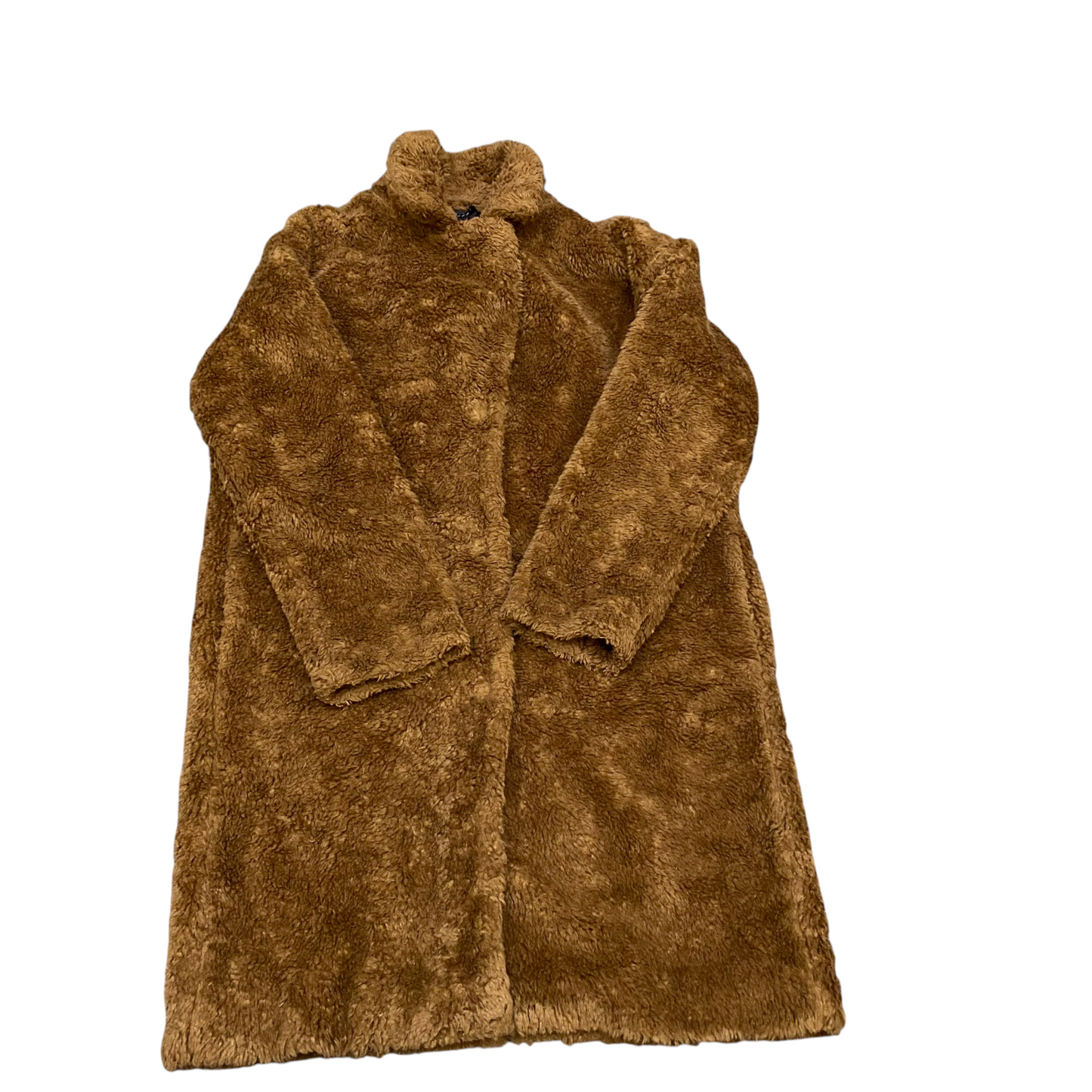 Giacomo Long Coat Womens Large Brown Faux Fur Lined Long Sleeve Snap Button