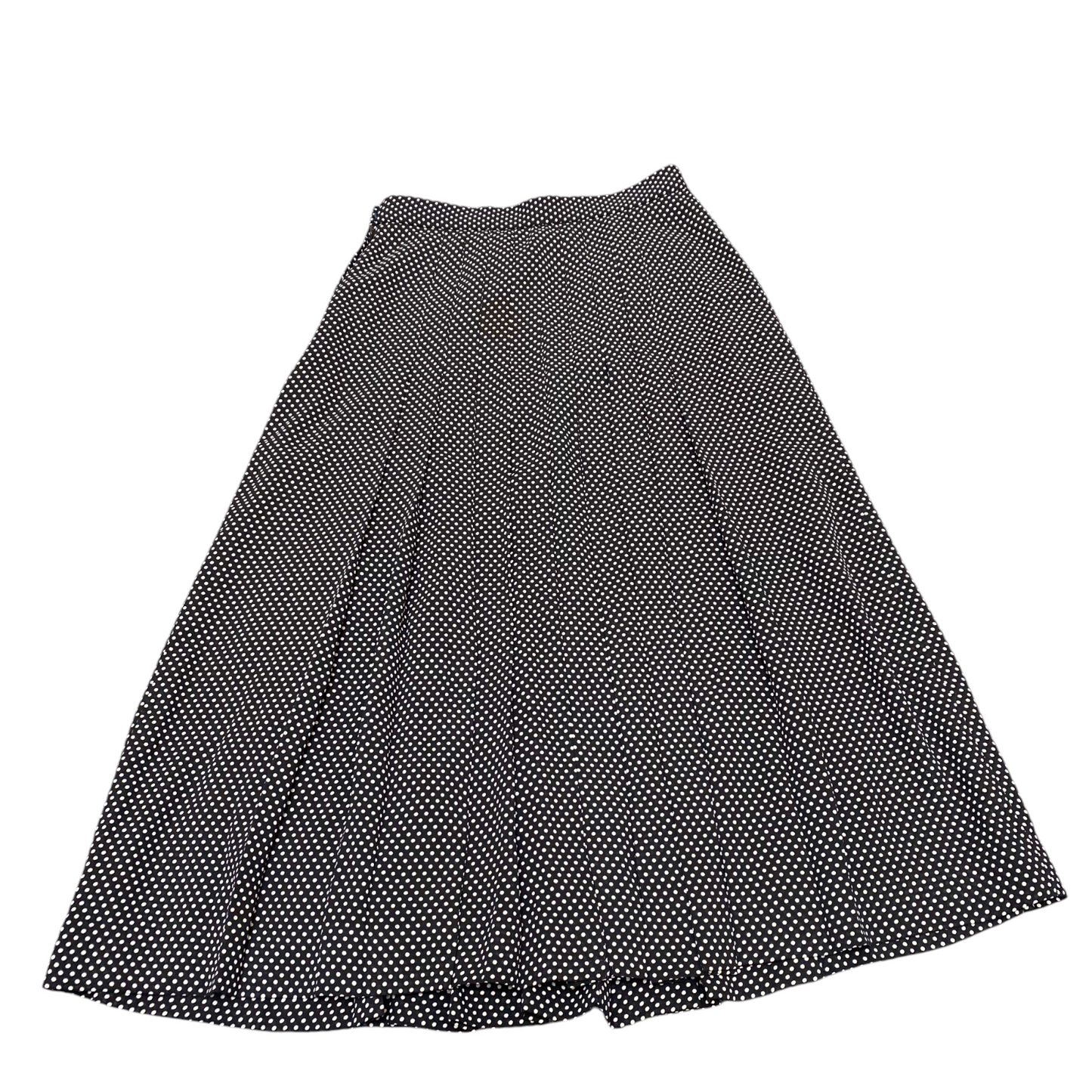 Rope Maxi Skirt Womens M Black White Polka Dot Lined Pleated Knee Length Flared