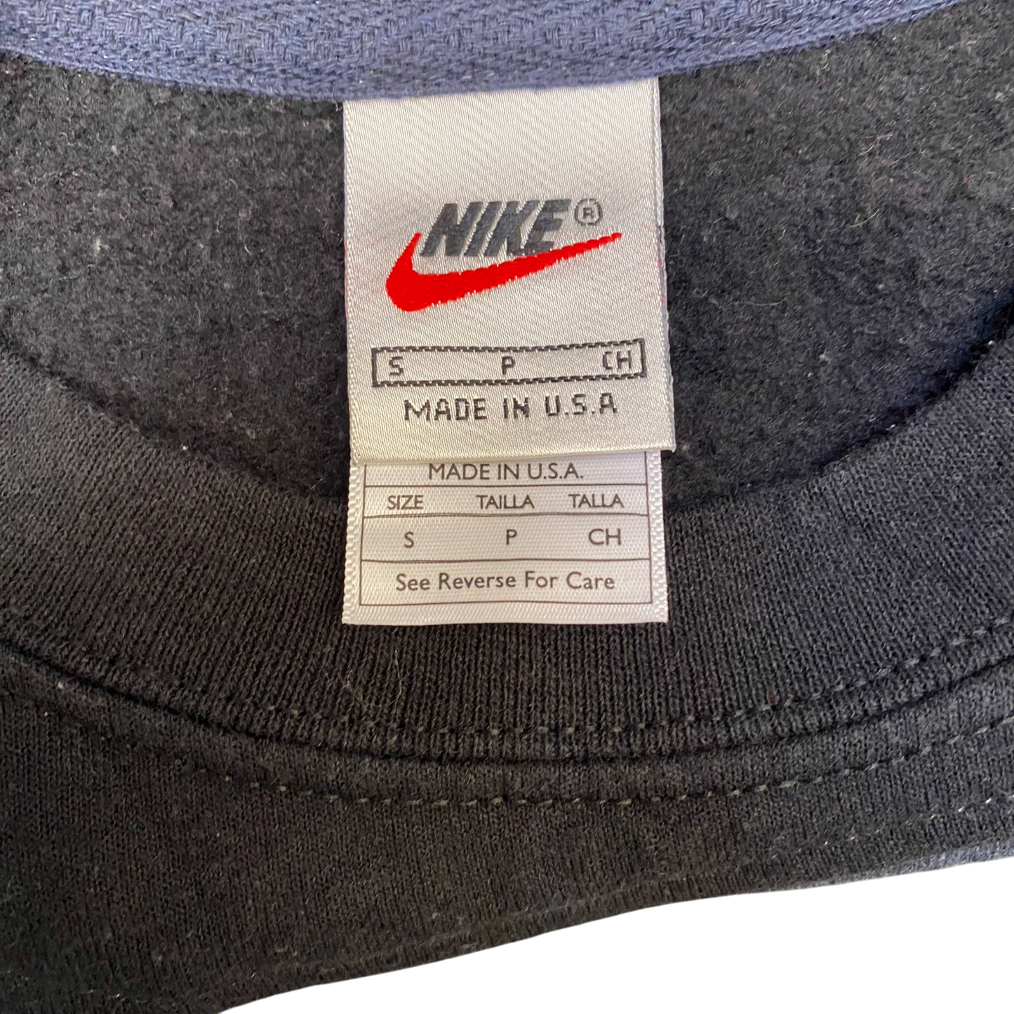 Nike Reworked Sweatshirt Mens Small Grey Black Embroidered Spell Out Logo Y2K