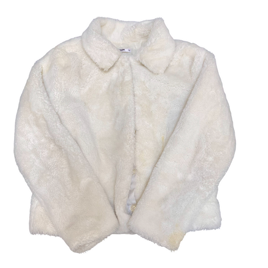 Epic Threads Faux-Fur Jacket Womens Large White Super Cozy Long Sleeve Button Up
