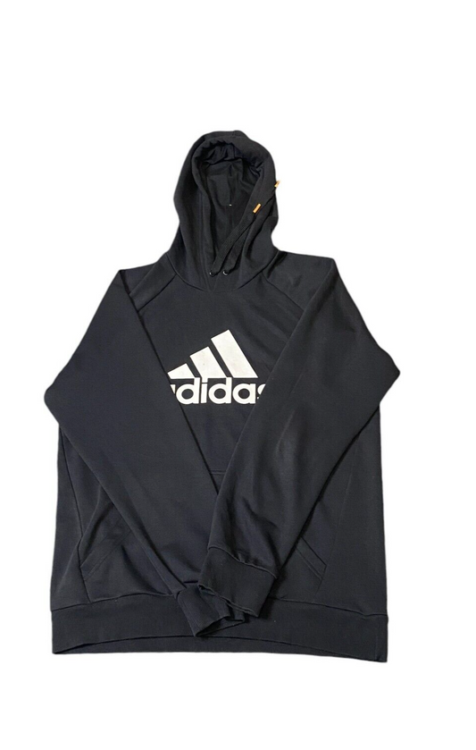 Adidas Essentials Hoodie Men M Black Cotton Kangaroo Pocket Long Sleeve Pullover