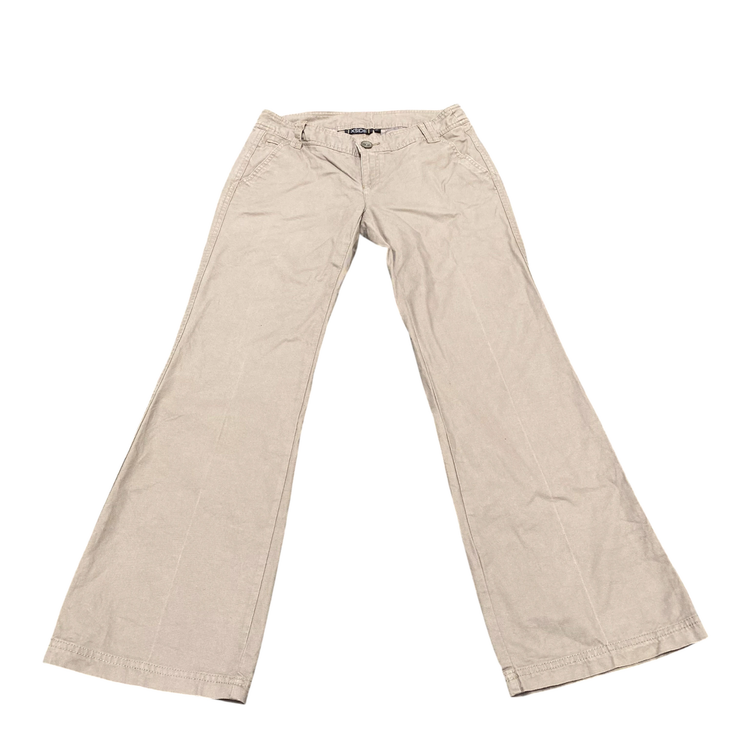 XSIDE Chino Pants Womens Large Beige Solid Wide Leg Flat Front Casual Outdoor