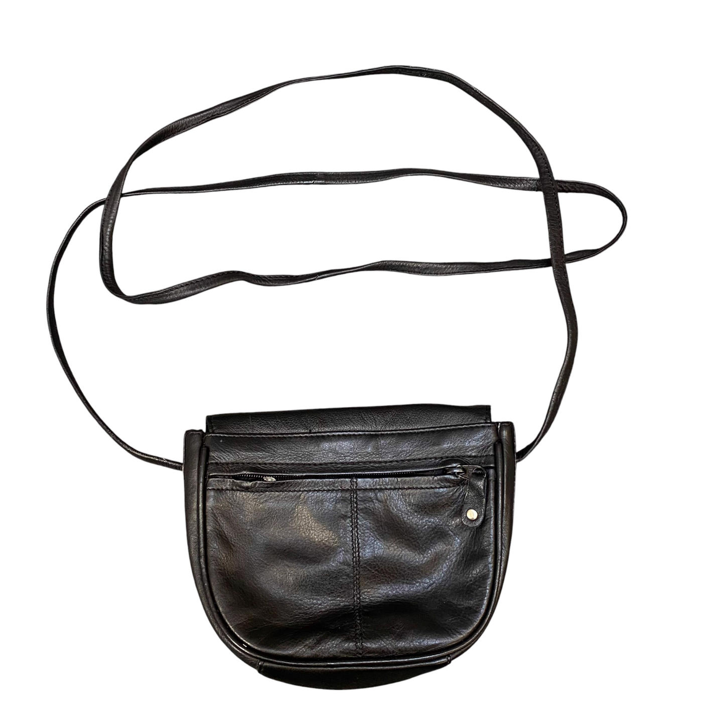 Womens Crossbody Bag Black Leather Casual Zipper Pockets Magnetic Flap Closure