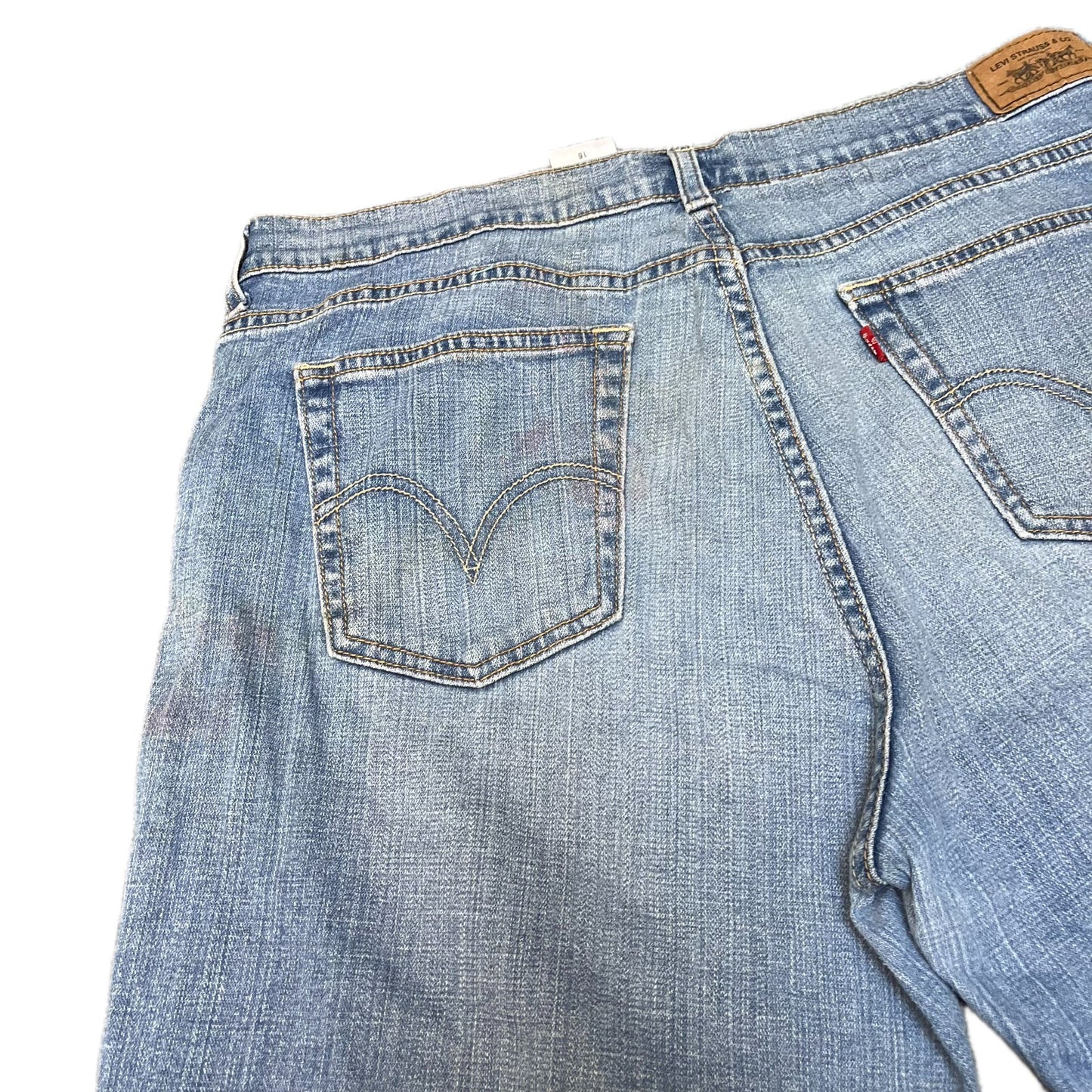 Levi's 515 Denim Shorts Fits as Womens 2XL 35" Waist Blue Mid Rise Cuffed Hem