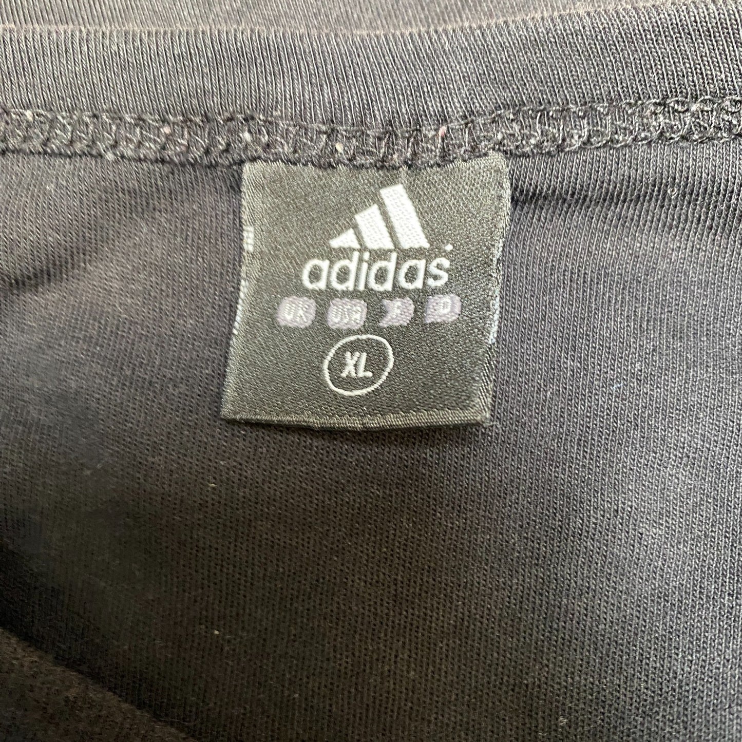 Adidas T-Shirt Womens XL Black Blue Regular Fit Short Sleeve Crew Neck Pullover