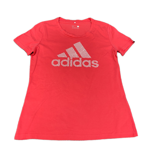 Adidas Climalite T-Shirt Womens Medium Red Graphic Print Short Sleeve Crew Neck