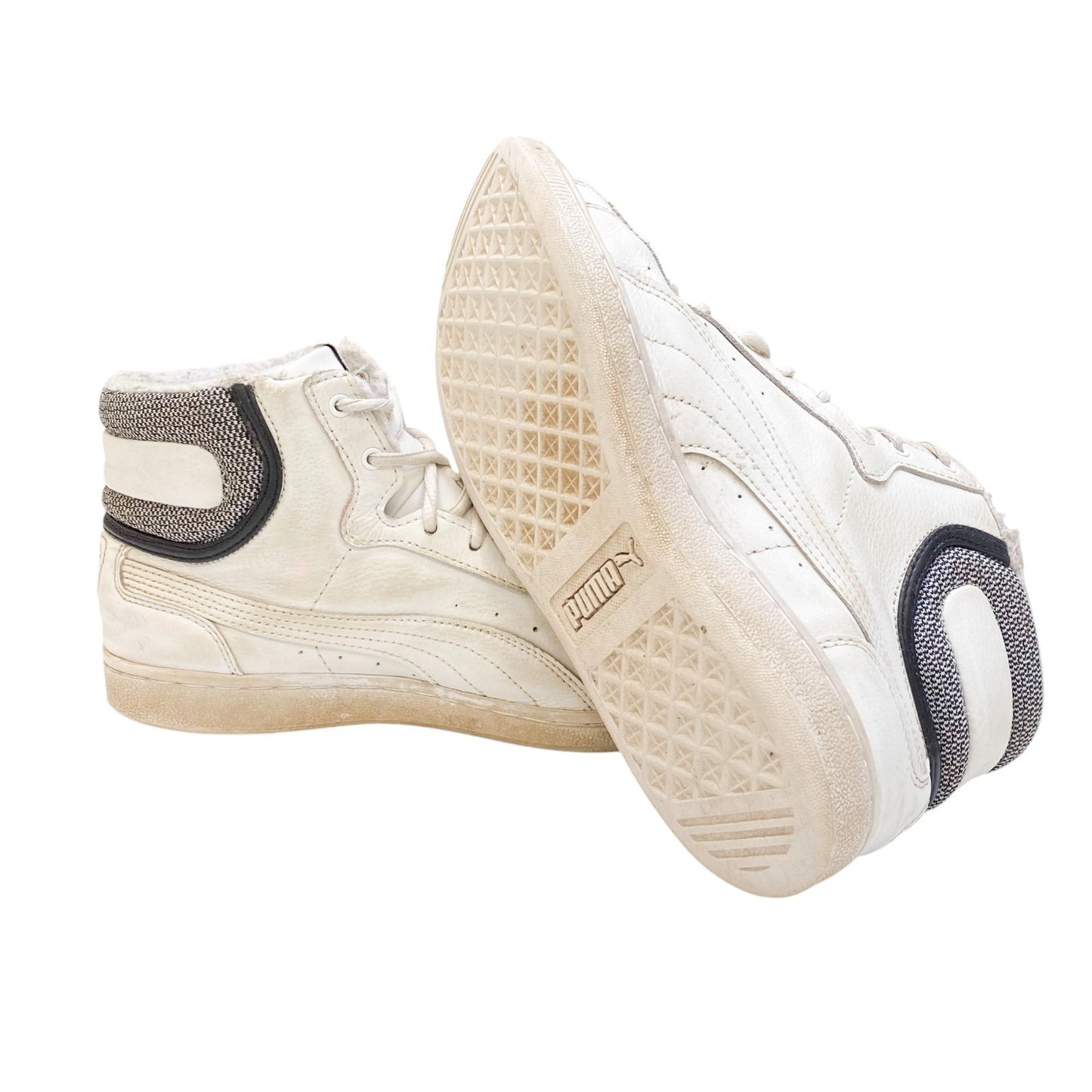 Puma Vikky Mid Deboss Athletic Sneakers Men's 6.5 White Leather Casual High Top