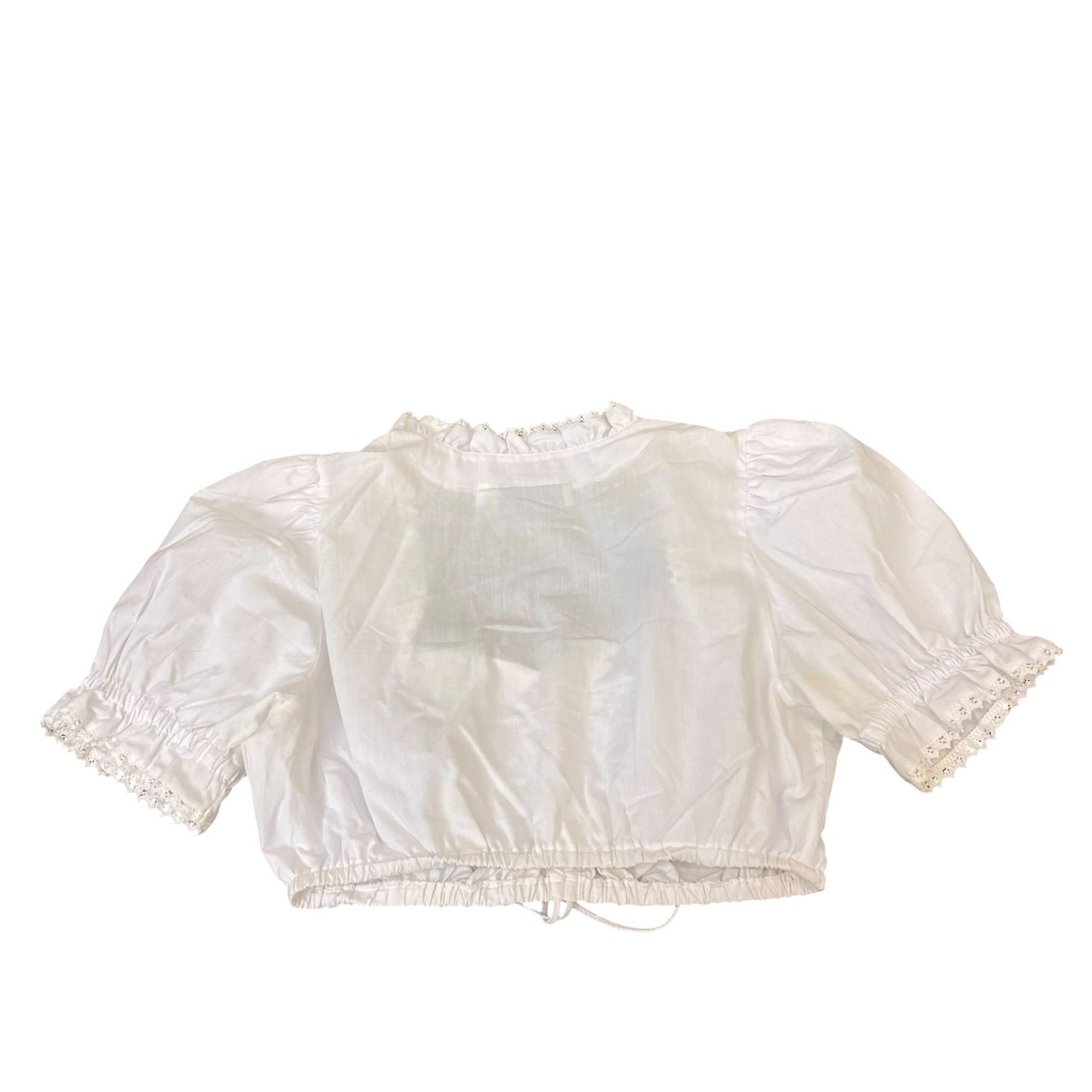 Tramontana Dirndl Cropped Top Womens M White Lace Trim Square Neck Puff Sleeve